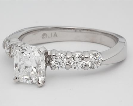 Diamond Side Stone Engagement Ring in 14k White Gold