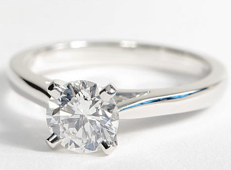 Solitaire Engagement Ring with Tapered Cathedral Setting in 18k White ...