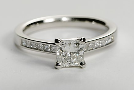 Channel Set Princess Cut Engagement Ring