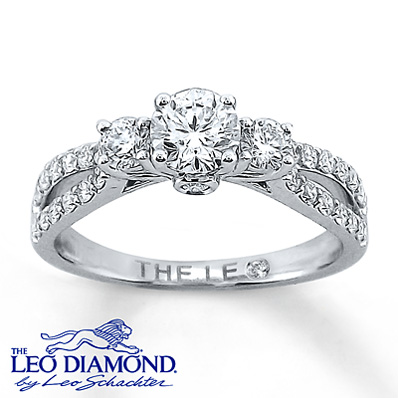 14k White Gold Engagement Ring with Leo Diamonds