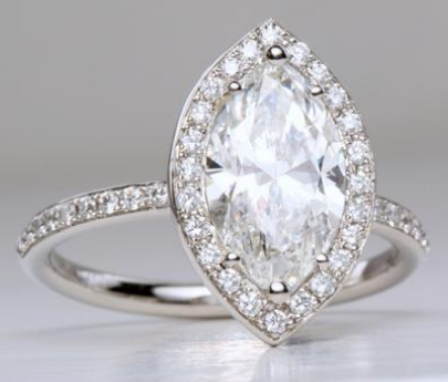 Marquise Pave Halo Engagement Ring