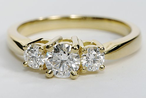 Yellow Gold Three Stone Diamond Engagement Ring