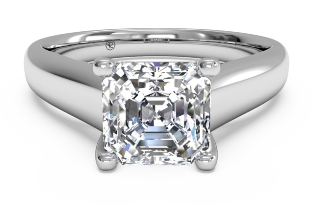 Solitaire Engagement Ring with Micropave Detail in 14k White Gold