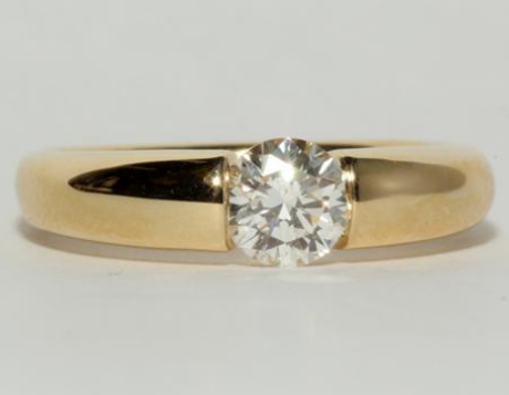 Bar Set Solitaire Engagement Ring in Yellow Gold