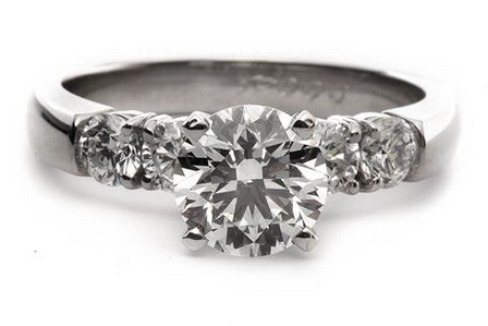 Double Side Stone Platinum Engagement Ring