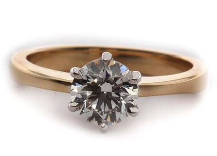 Six Prong Solitaire Engagement Ring in Yellow Gold