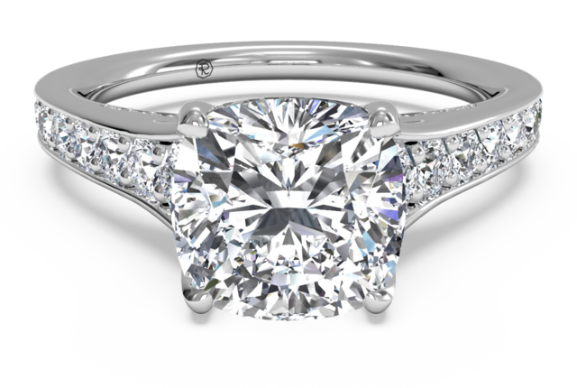 Tapered Pave Engagement Ring in Platinum