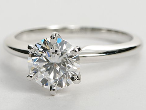 Classic Six Prong Solitaire Engagement Ring in 14k White Gold