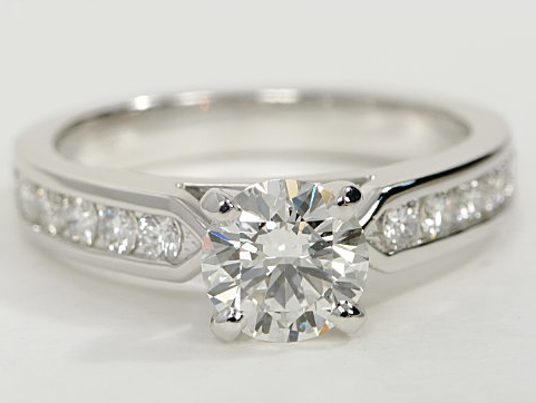 Channel Set Diamond Engagement Ring in 18k White Gold