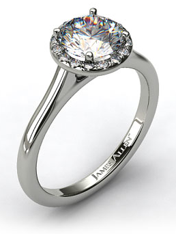 Halo Engagement Ring in 14k White Gold