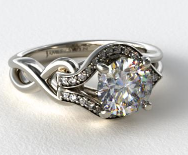 Asymmetrical Halo “Love Knot” Engagement Ring in 14k White Gold